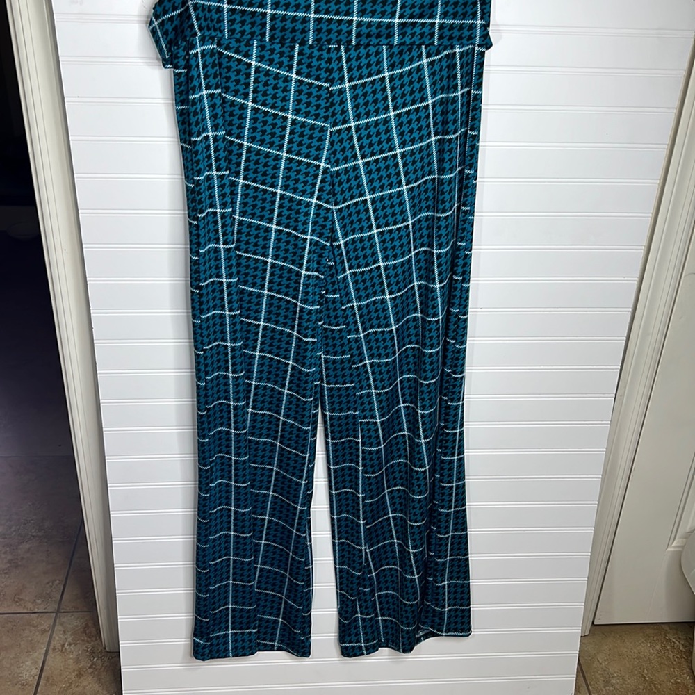 NWT Honey and Lace Teal gingham houndstooth Palazzo Pants 2XL
